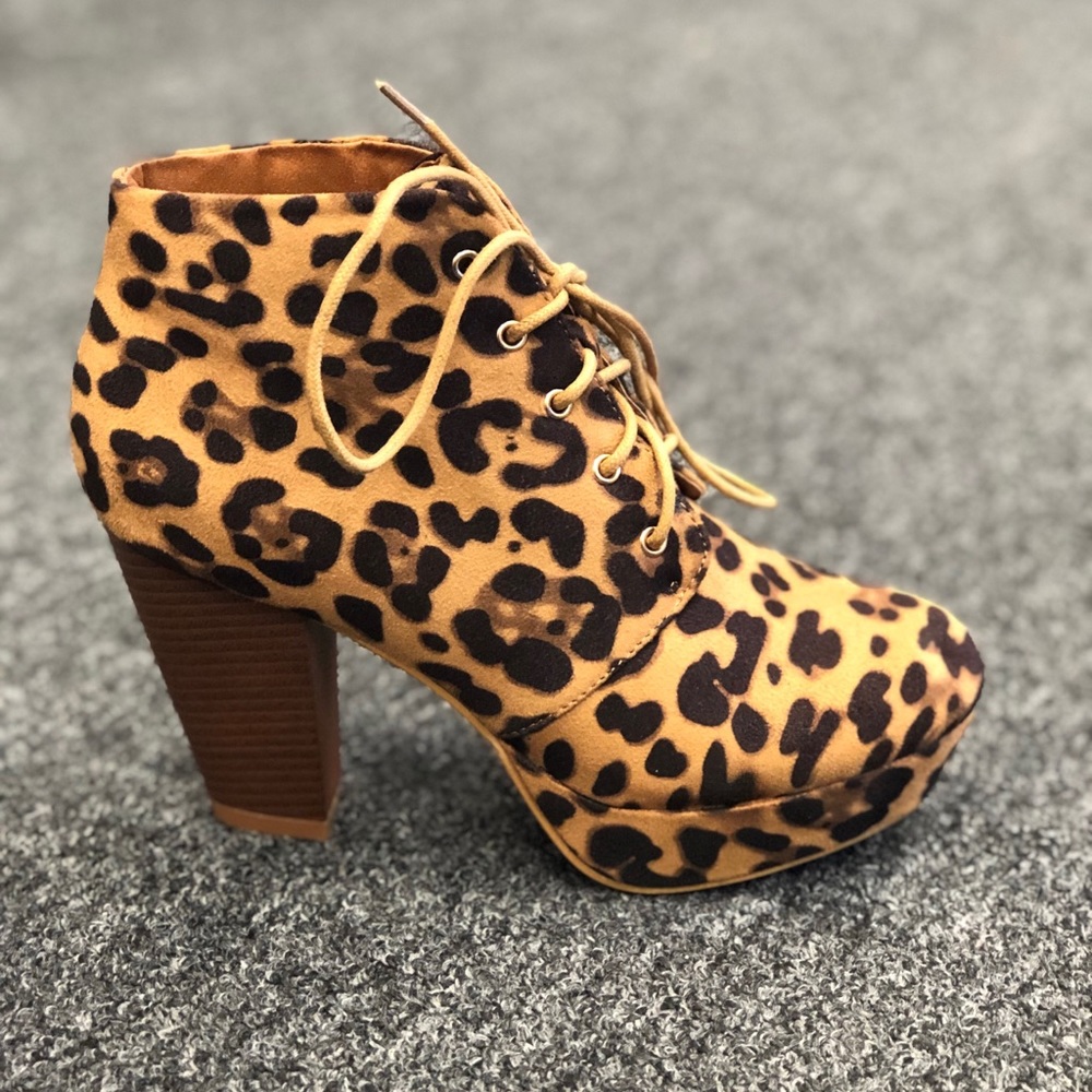 Leopard Print Platform Ankle Bootie by Bella Marie